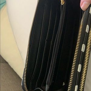 Polka dot wallet with wrist strap